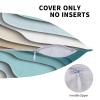 Blue Teal and Grey Boho Throw Pillow Covers 16x16 Set Of 2 Summer Outdoor Abstract Stripe Pillows Cover Mid Century Modern Decorative Pillow Case Farmhouse Cushion Cover for Home Couch Bed Sofa Decor view 3