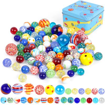 3 Otters 85PCS Colorful Assorted Glass Marbles, Planet Pattern Mix, Decorative Vase Fillers for Centerpieces, Crafts, Fish Tank & Vase Decor