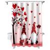ALAGEO Valentine's Day Shower Curtain Gnomes Love Heart Shower Curtains for Bathroom Decor Lover Bird Bath Curtains Sets with Hooks for Valentines Day Home Decor Waterproof Standard Size 72 x 72 view 1