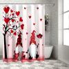 ALAGEO Valentine's Day Shower Curtain Gnomes Love Heart Shower Curtains for Bathroom Decor Lover Bird Bath Curtains Sets with Hooks for Valentines Day Home Decor Waterproof Standard Size 72 x 72 view 3