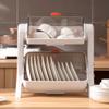 CARUTU Dish Drying Rack, 2-Tier Draining Rack for Kitchen Counter, Large Capacity Dish Organizer with Lid, for Kitchen Counter Cabinet view 3