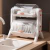 CARUTU Dish Drying Rack, 2-Tier Draining Rack for Kitchen Counter, Large Capacity Dish Organizer with Lid, for Kitchen Counter Cabinet view 4