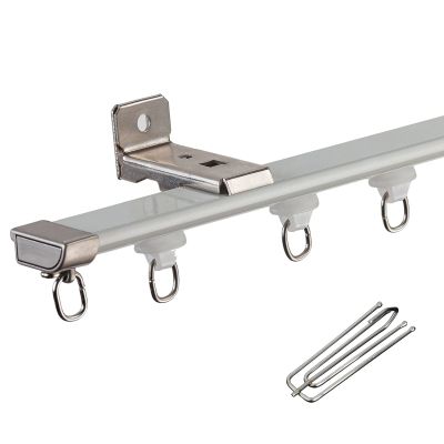 Room Divider Ceiling Track System Shower Curtain White Curtain Track System with Hook, Thin Single Window Rail for Bay Windows/Wall/Doorway, Waterproof Shower Room Divider Rods ( Color : Wall Mount ,