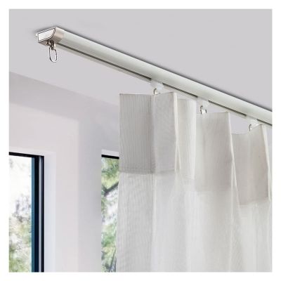 Room Divider Ceiling Track System Shower Curtain White Curtain Track System with Hook, Thin Single Window Rail for Bay Windows/Wall/Doorway, Waterproof Shower Room Divider Rods ( Color : Ceiling Mount