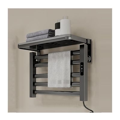 Electric Towel Warmer, Heated Towel Racks Wall Mounted with Top Shelf 95W, Towel Drying Rack with Built-in 1-9H Timer Temperature Adjustment, Plug in,Gray