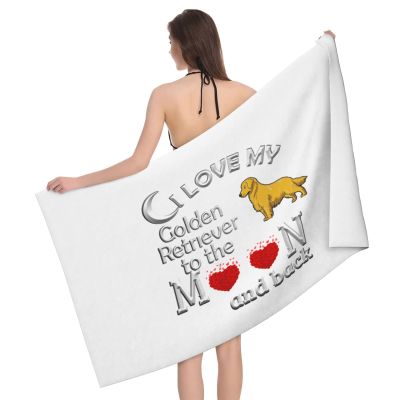 Byoblu Love Golden Retriever Beach Towel Absorbent Bathroom Towels Beach Towels Oversized Super 32x52 Inch