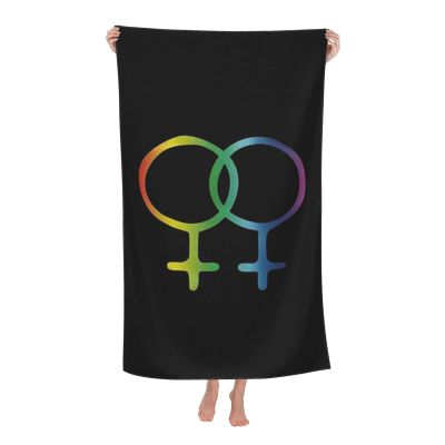 Byoblu Women Symbols Lesbian LGBT Pride Beach Towel Absorbent Bathroom Towels Beach Towels Oversized Super 32x52 Inch