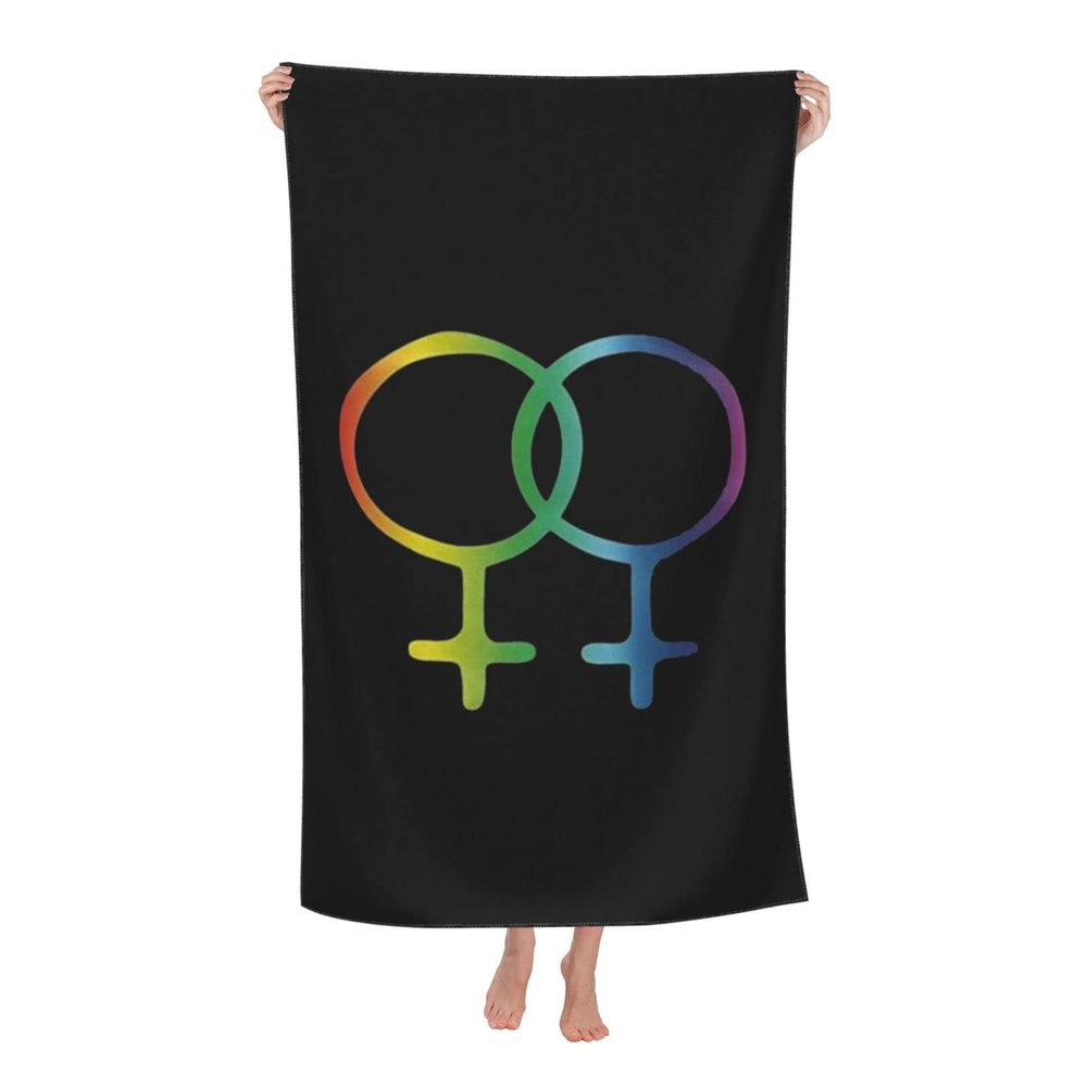 Byoblu Women Symbols Lesbian LGBT Pride Beach Towel Absorbent Bathroom Towels Beach Towels Oversized Super 32x52 Inch