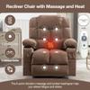 Massage Rocker Recliner Chair Rocking Chairs for Adults Oversized with 2 Cup Holders, USB Charge Port Soft Features a Manual Massage and Heat.(A+B) Brown view 2