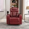 270 Degree Swivel PU Leather Power Recliner Individual Seat Home Theater Recliner with Comforable Backrest, Tray Table, Phone Holder, Cup Holder, USB Port, Hidden Arm Storage for Living Room, Red view 1