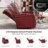 270 Degree Swivel PU Leather Power Recliner Individual Seat Home Theater Recliner with Comforable Backrest, Tray Table, Phone Holder, Cup Holder, USB Port, Hidden Arm Storage for Living Room, Red view 3
