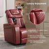 270 Degree Swivel PU Leather Power Recliner Individual Seat Home Theater Recliner with Comforable Backrest, Tray Table, Phone Holder, Cup Holder, USB Port, Hidden Arm Storage for Living Room, Red view 4