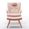 35.5 inch Rocking Chair, Soft Houndstooth Fabric Leather Fabric Rocking Chair for Nursery, Comfy Wingback Glider Rocker with Safe Solid Wood Base for Living Room Bedroom Balcony (Pink) view 3