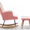 35.5 inch Rocking Chair, Soft Houndstooth Fabric Leather Fabric Rocking Chair for Nursery, Comfy Wingback Glider Rocker with Safe Solid Wood Base for Living Room Bedroom Balcony (Pink) view 4