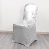 Balsa Circle Metallic Silver Tinsel Spandex Stretchable Banquet Chair Cover Sash Band Buckle Party Events Reception Home Decorations Supplies view 1