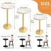 Gaommini Round Bar Table Marble Top Side Table and Gold Metal Frame, Pub Table Dining Table for Living Room Bistro Cocktail Bedroom Balcony End Table (Size : Height 75cm) view 2