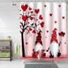ALAGEO Valentine's Day Gnomes Shower Curtain Love Heart Shower Curtains for Bathroom Decor Lover Bird Bath Curtains Sets with Hooks for Valentines Day Home Decor Waterproof Extra Long 72" x 78" view 2
