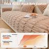 Thick Rabbit Plush Sofa Cover, 1 2 3 Seater Funnyfuzzy Couch Cover, Non Slip Sofa Cushion Covers, Super Soft Sofa Slipcover Furniture Protector Pet Mat Bed Couch Cover ( Color : White , Size : 70*180c view 3