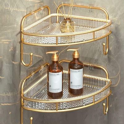 VENBER Shower Shelf No Drilling Corner Acrylic Shower Basket Corner, 2 Pack Shower Shelf Hanging for Tile Walls, Wall Mounted Transparent Shower Shelves for The Shower & Kitchen,C