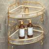 VENBER Shower Shelf No Drilling Corner Acrylic Shower Basket Corner, 2 Pack Shower Shelf Hanging for Tile Walls, Wall Mounted Transparent Shower Shelves for The Shower & Kitchen,C view 1