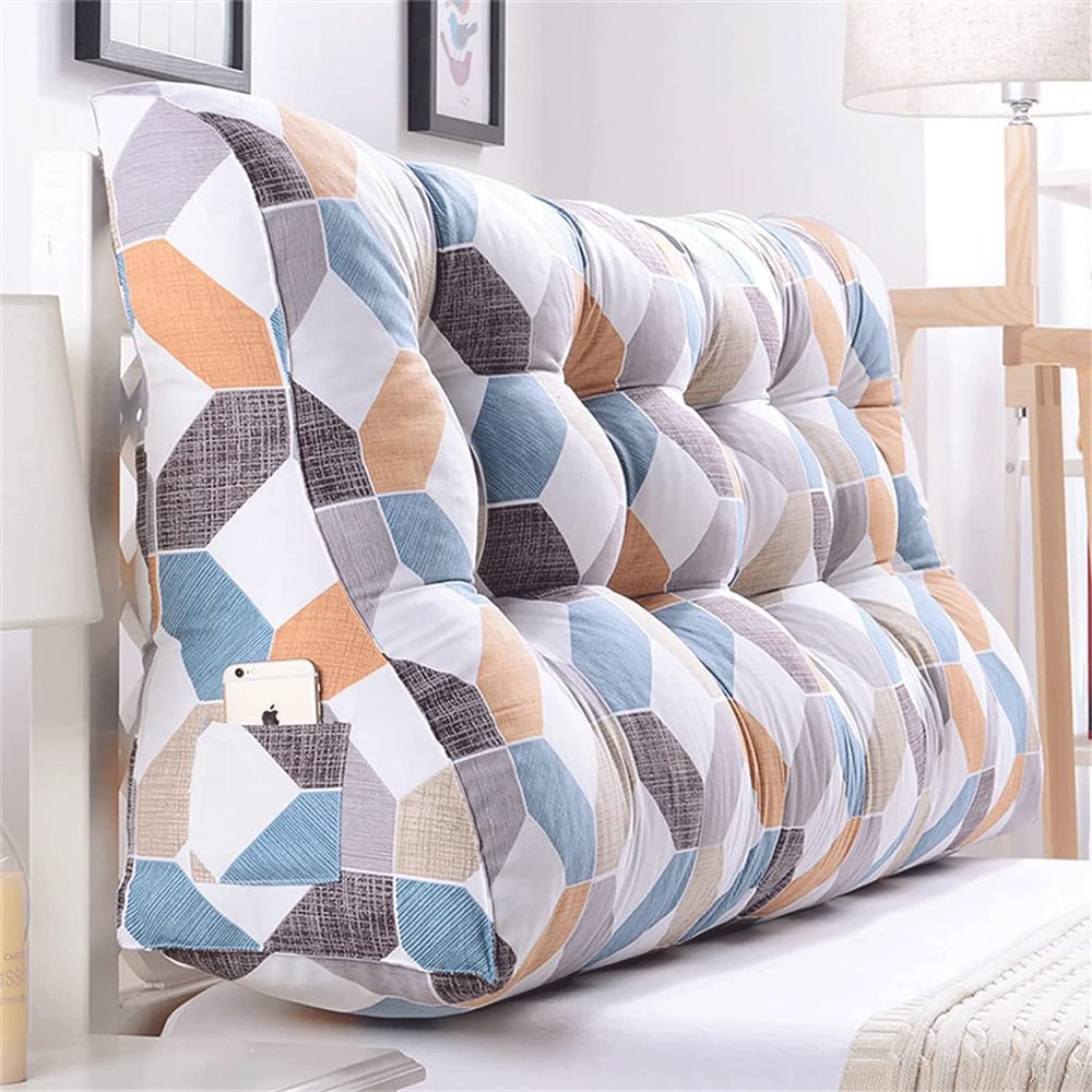 MGEMJMJ Double Bedside Reading Cushion Headboard Bed PillowHeight 60Cm Sofa Cushion Detachable Long Cushion High Resilience Cotton Cushion(Size:35.4inch/90cm,Color:D)