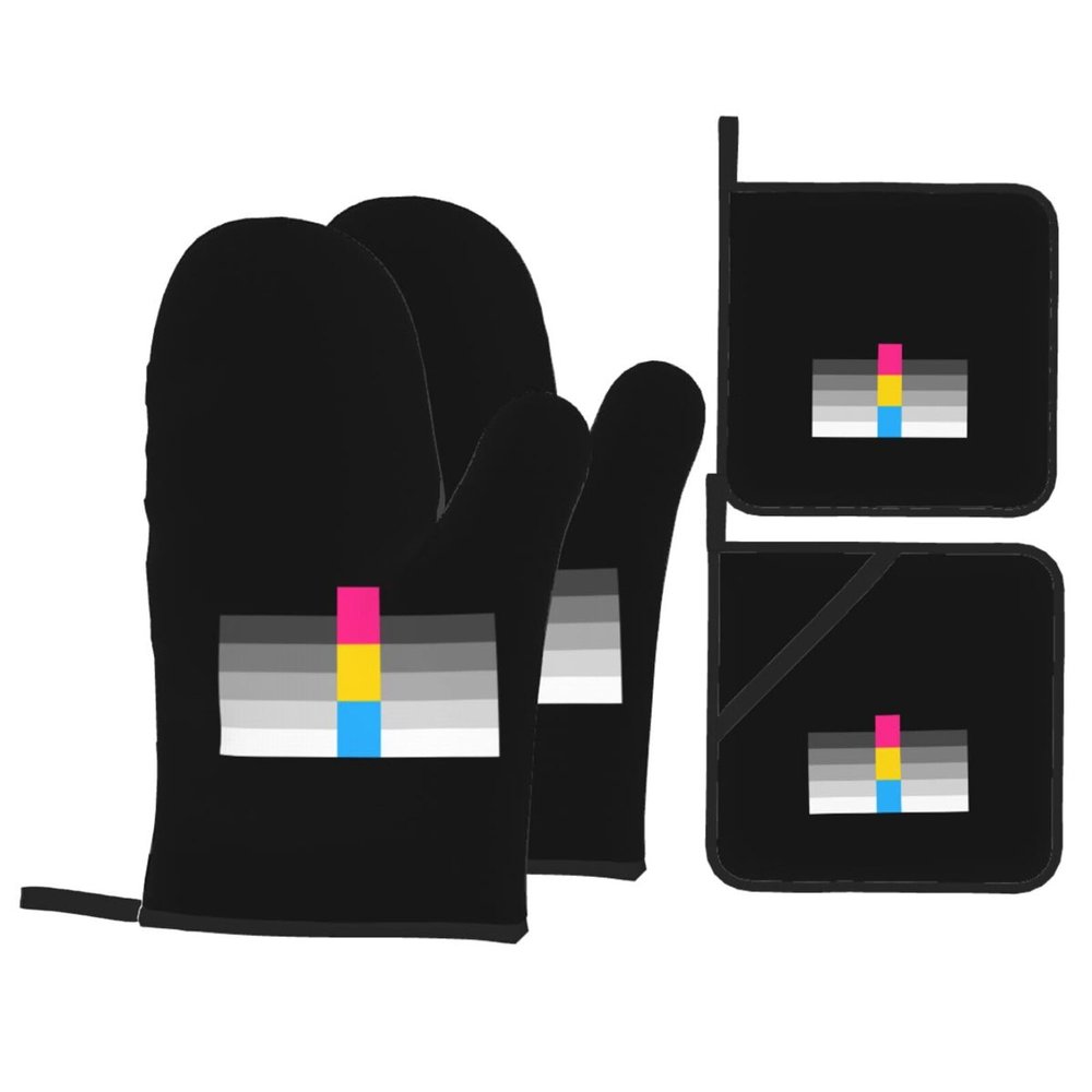 Heteroflexible Pride Flag LGBTQ Premium Heat Resistant Oven Mitts Pot Holders Baking 4-Piece Set