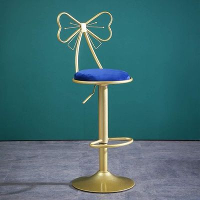 Barstools Ergonomic Modern Design Chair with Metal Base, Adjustable Swivel Bar Stool Stool, Velvet Counter Height Bar Stools Chairs (Blue 45cm)