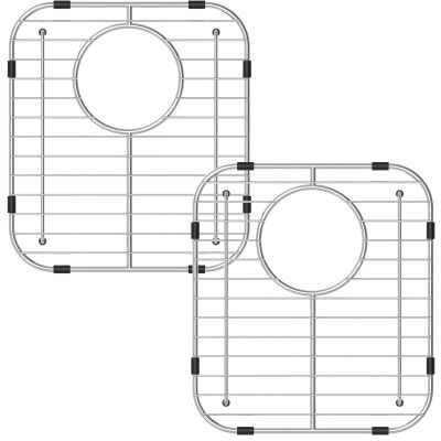 Homics Bottom of Sink Protector Rack, Stainless Steel 13.2"x11.6" Sink Grid Dish Drying Rack Grate with Rear Drain Hole 2 Packs