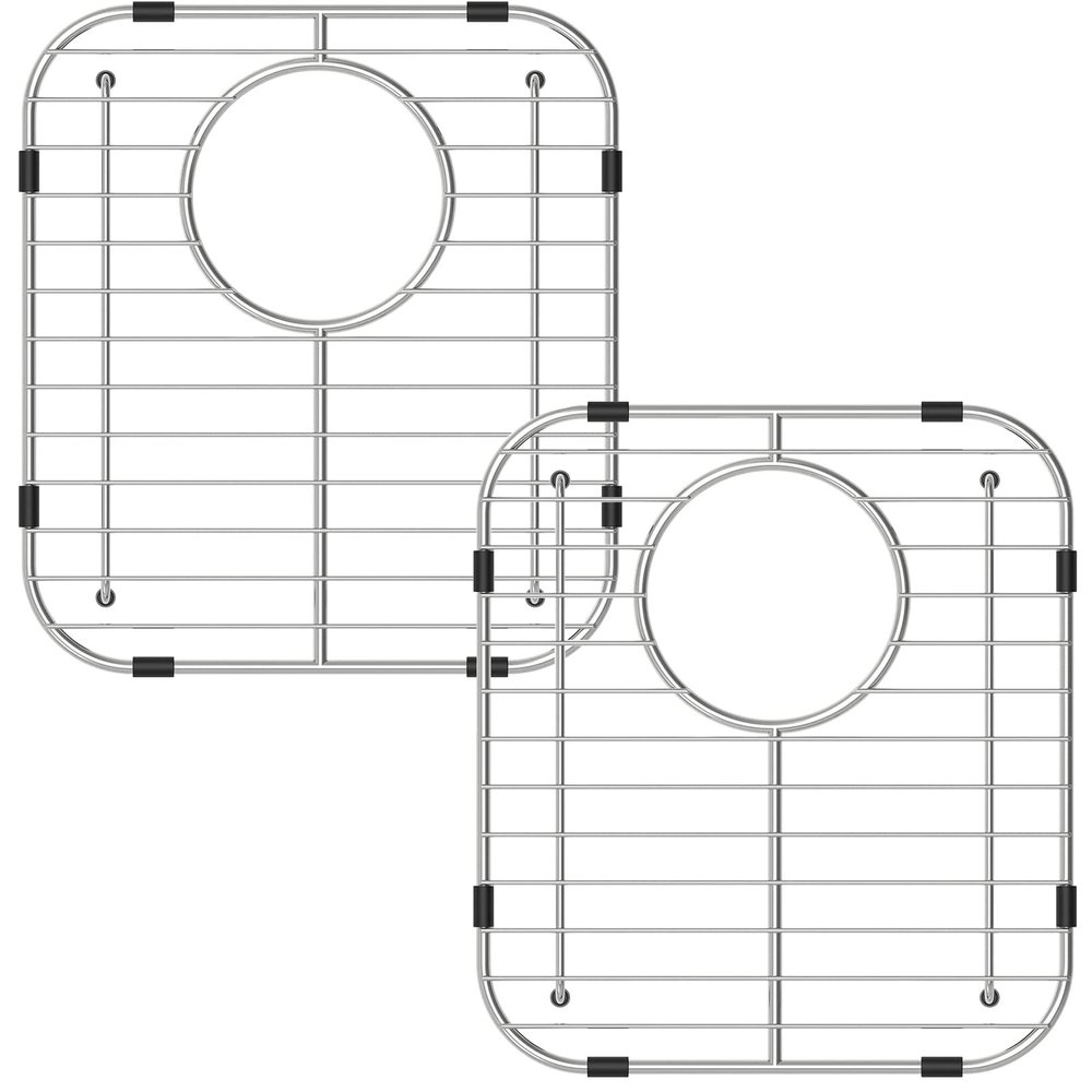Homics Bottom of Sink Protector Rack, Stainless Steel 13.2"x11.6" Sink Grid Dish Drying Rack Grate with Rear Drain Hole 2 Packs