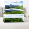 Jingzhang Landscape Comforter Set King Size, 3D Print Nature Green Mountain Forest Bedding Set Spring Green Mountain Forest Quilt Duvet Insert 3 Pieces view 4