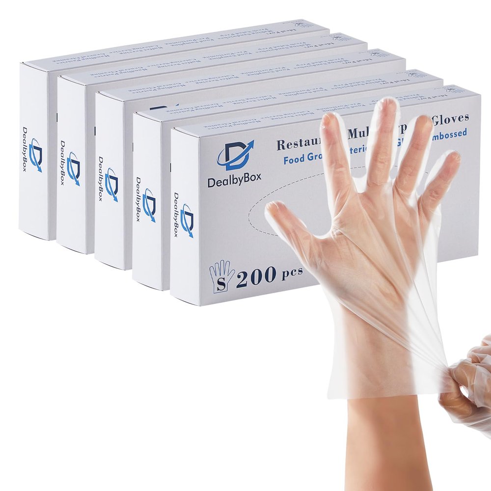 DealbyBox 1000pcs Plastic Food Safe Gloves, Disposable Gloves for Restaurant Cooking, Food Handling, Serving, Prep,Baking. (Small)