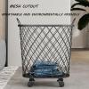 Iron Scandinavian Dirty Clothes Basket, Bathroom Laundry Basket, Clothes and Toys Storage Blue, Dirty Clothes Storage Frame view 3