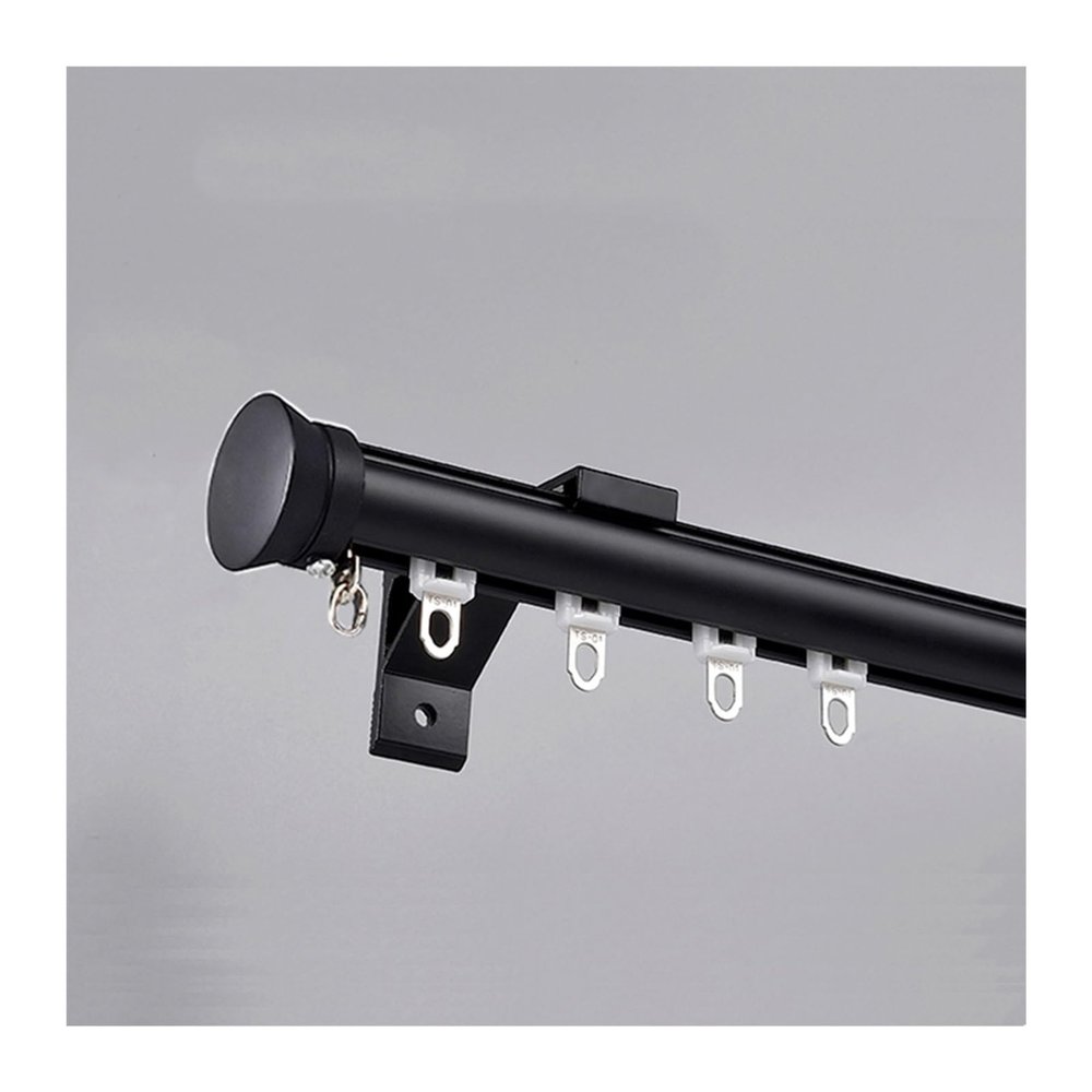 Curtain Track, Aluminum Curtain Rails System, Wall Mount Curtain Rods, Room Divider-Curtain Track Rail, For Bedroom, Living Room, Kitchen, Bathroom(Black A,1.3m/4.3ft)