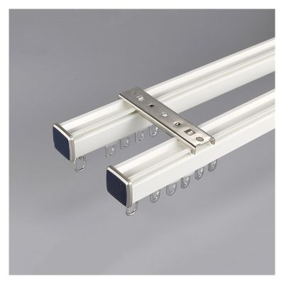 PQPQLI Curtain Track, (2.3Ft-20Ft) Aluminum Curtain Rail, Ceiling Or Wall Mount Curtain Tracks System, Room Divider Curtain Rods, for Living Room/Bed Room/Shower(Color:White C,Size:1.5m/4.9ft)