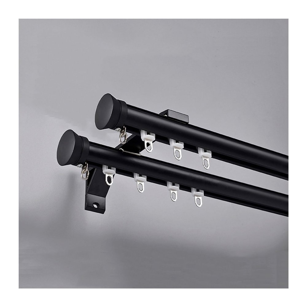 Curtain Track, Aluminum Curtain Rails System, Wall Mount Curtain Rods, Room Divider-Curtain Track Rail, For Bedroom, Living Room, Kitchen, Bathroom(Black B,3m/10ft/2 * 1.5m)