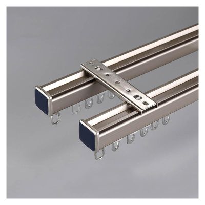 PQPQLI Curtain Track, (2.3Ft-20Ft) Aluminum Curtain Rail, Ceiling Or Wall Mount Curtain Tracks System, Room Divider Curtain Rods, for Living Room/Bed Room/Shower(Color:Champagne C,Size:0.7m/2.3ft)