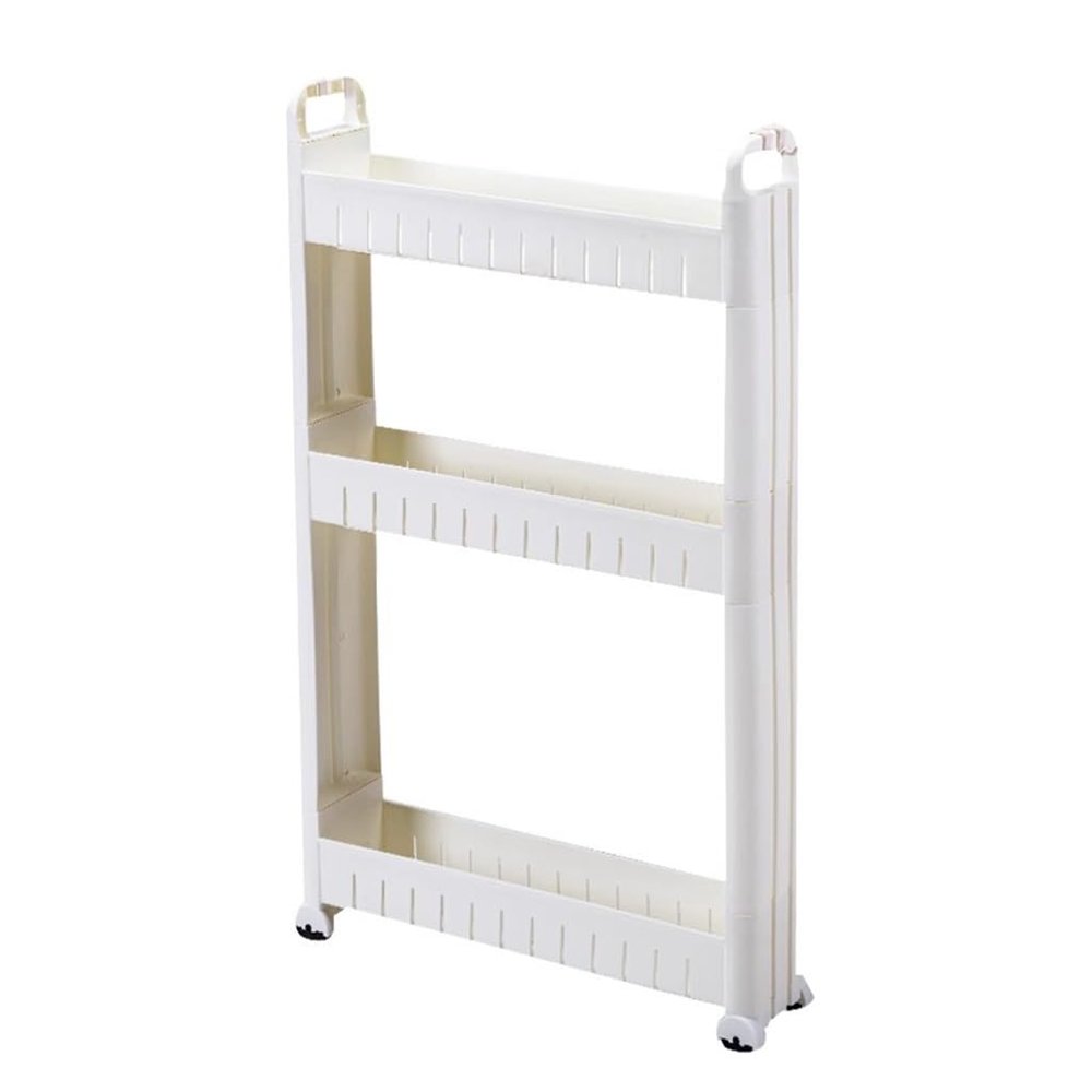 3 Tier Slim Rolling Storage Cart Floor Small Cabinet Bathroom Organizer Kitchen Storage Shelf, Laundry Room Organization Narrow Shelf Side Storage Cabinet for Small Space (Color : 3.5in)