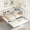 Harper & Bright Designs Wooden Twin Size DayBed Bed Frame for Boys Girls Kids Adults Toddler with Twin Trundle, DayBed with Storage Shelf and USB Charging Ports,White view 3