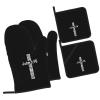 Rqwaaed Religious Cross John 3-16 Premium Heat Resistant Oven Mitts Pot Holders Baking 4-Piece Set view 2