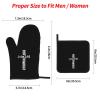 Rqwaaed Religious Cross John 3-16 Premium Heat Resistant Oven Mitts Pot Holders Baking 4-Piece Set view 4