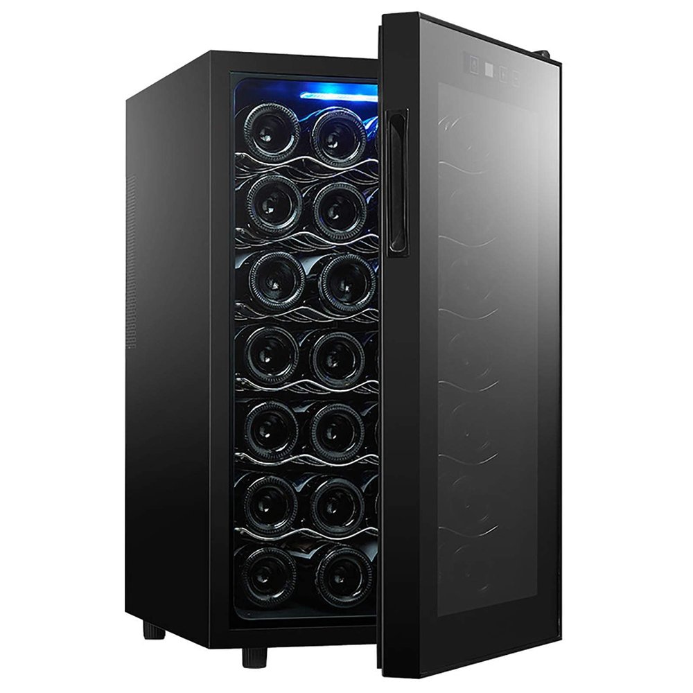 GagalU 28 Bottle Compressor Wine Cooler Refrigerator Freestanding Quiet Operation Wine Fridges Cellar Digital Touch Display Anti Light Finish Auto-Defrost Double-Layer Glass Door