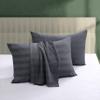 100% Egyptian Cotton Pillow Protectors Set of 2, 600 Thread Count King Size Bed Pillow Cases with Zipper, Sateen Weave Cooling Pillow Cover Quiet and Breathable Easy Care (2PCS, Striped Dark Grey) view 1