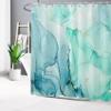 HVEST Marble Shower Curtain Set Teal Blue Abstract Marble Luxury Bathroom Sets with Shower Curtain and Rugs,Modern Minimalist Shower Curtain Bathroom Decorations,70L X 70W inches view 3