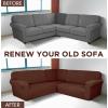 Breling 3 Pcs L Shaped Couch Covers for Sectional Corner Sofa Stretch 5 Seat Washable Corner Sofa Slipcover Sectional Couch Protector for Living Room(Brown,Milk Silk) view 3