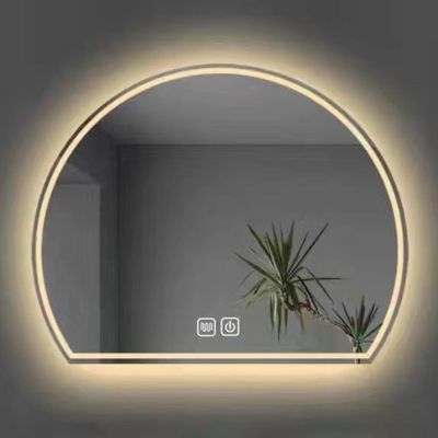 YHWKGZ Arch Bathroom Mirror, Hanging Wall Mirror with Tri-Color Lights, Infinitely Dimmable, Touch Switch Demister for Bathroom, Waterproof Explosion-Proof Wall-Mounted Mirror (Size : 28" x32" (69 x