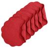 HOMBYS Quilted Placemats Set of 6 Washable Round Placemats for Kitchen Table-100% Cotton Fabric 14 Inch Round Table Mats, Cotton Fabric with Microfiber Filling, (14"x14", Red) view 1