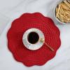HOMBYS Quilted Placemats Set of 6 Washable Round Placemats for Kitchen Table-100% Cotton Fabric 14 Inch Round Table Mats, Cotton Fabric with Microfiber Filling, (14"x14", Red) view 4
