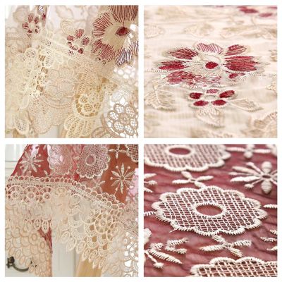 ADAGA Table Cover Rectangular/Square/Round Tablecloth Embroidered Lace Coffee Tables Cloth for Valentine's Day Wedding Table Decora (Color : 01 Red, Size : 180cm Round (70inch))