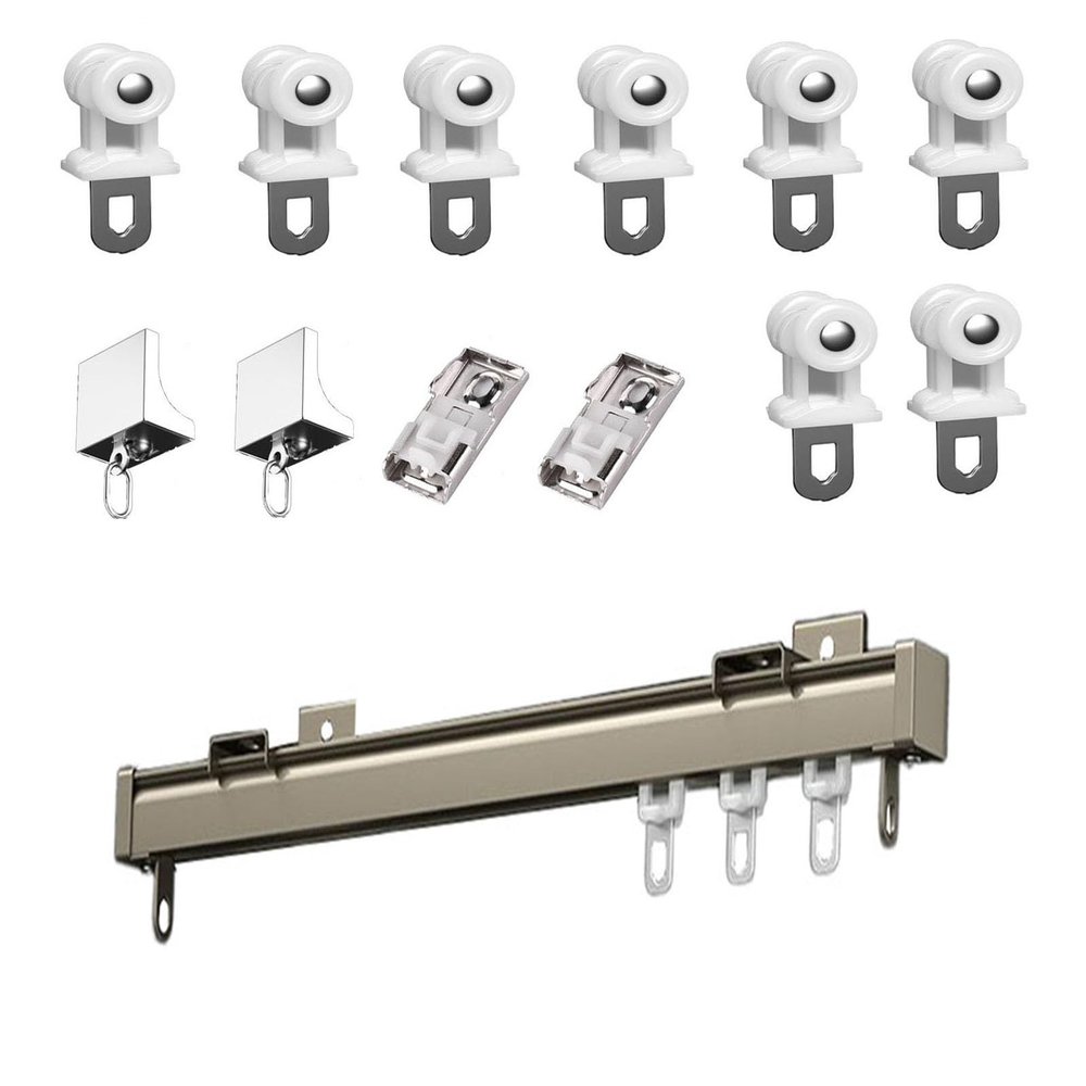 Curtain Track Glider Rail, Curtain Rail With Mute Rollers, Heavy Duty Curtain Track System, Shower Curtains Room Divider, For Bedroom Bay Windows Room Divider Ceilings ( Color : Champagne , Size : 1.5