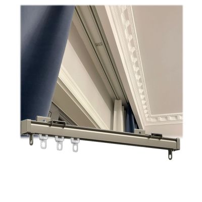 Ceiling Curtain Track, Heavy Duty Aluminium Curtain Track System, Curtain Rail With Mute Rollers, Perfect For Bay Windows, Caravan Curtains, Trailers, Room Dividers ( Color : Champagne , Size : 1.8m/6